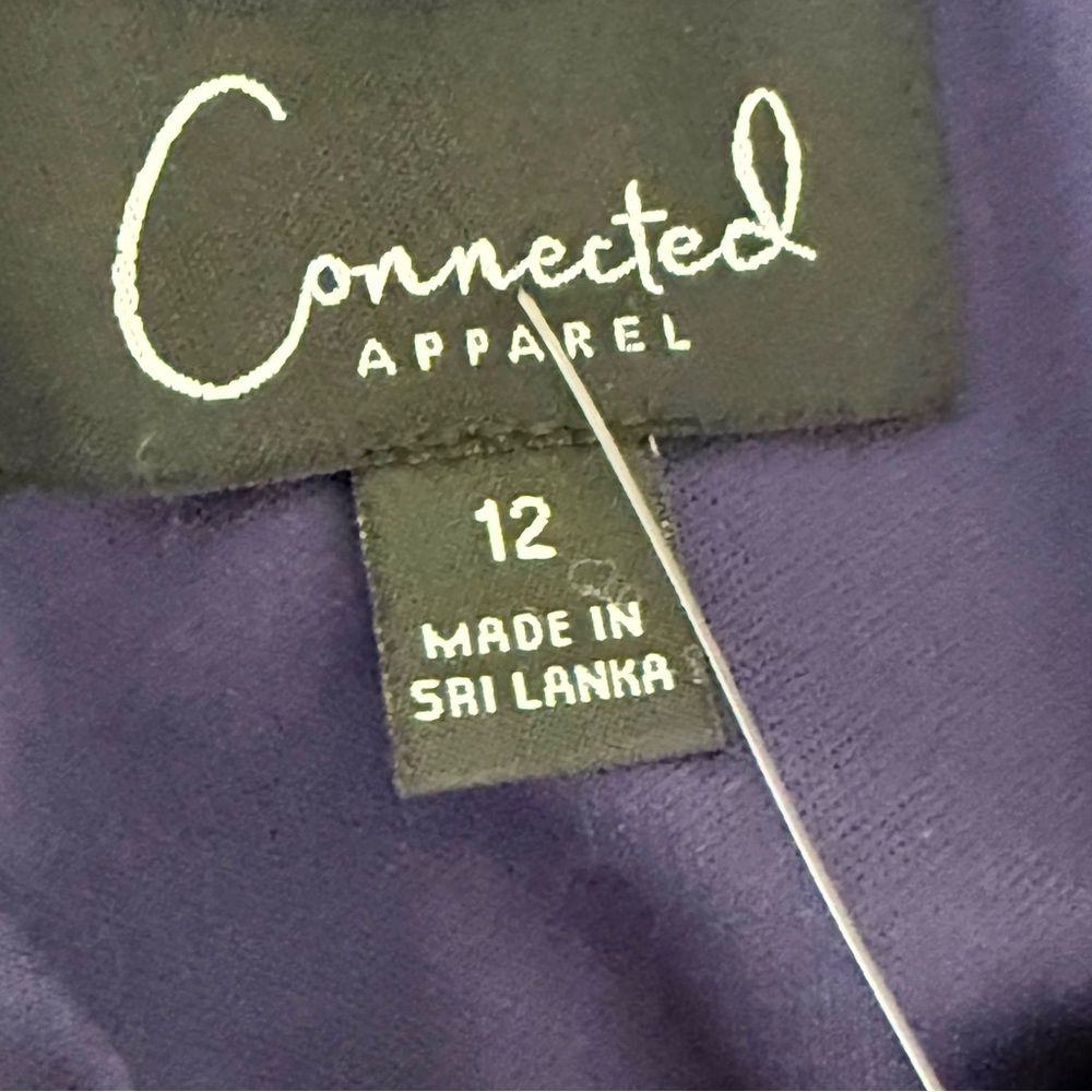 NEW Connected Apparel Navy Purple Floral V-Neck Midi Dress Size 12 - Picture 7 of 9